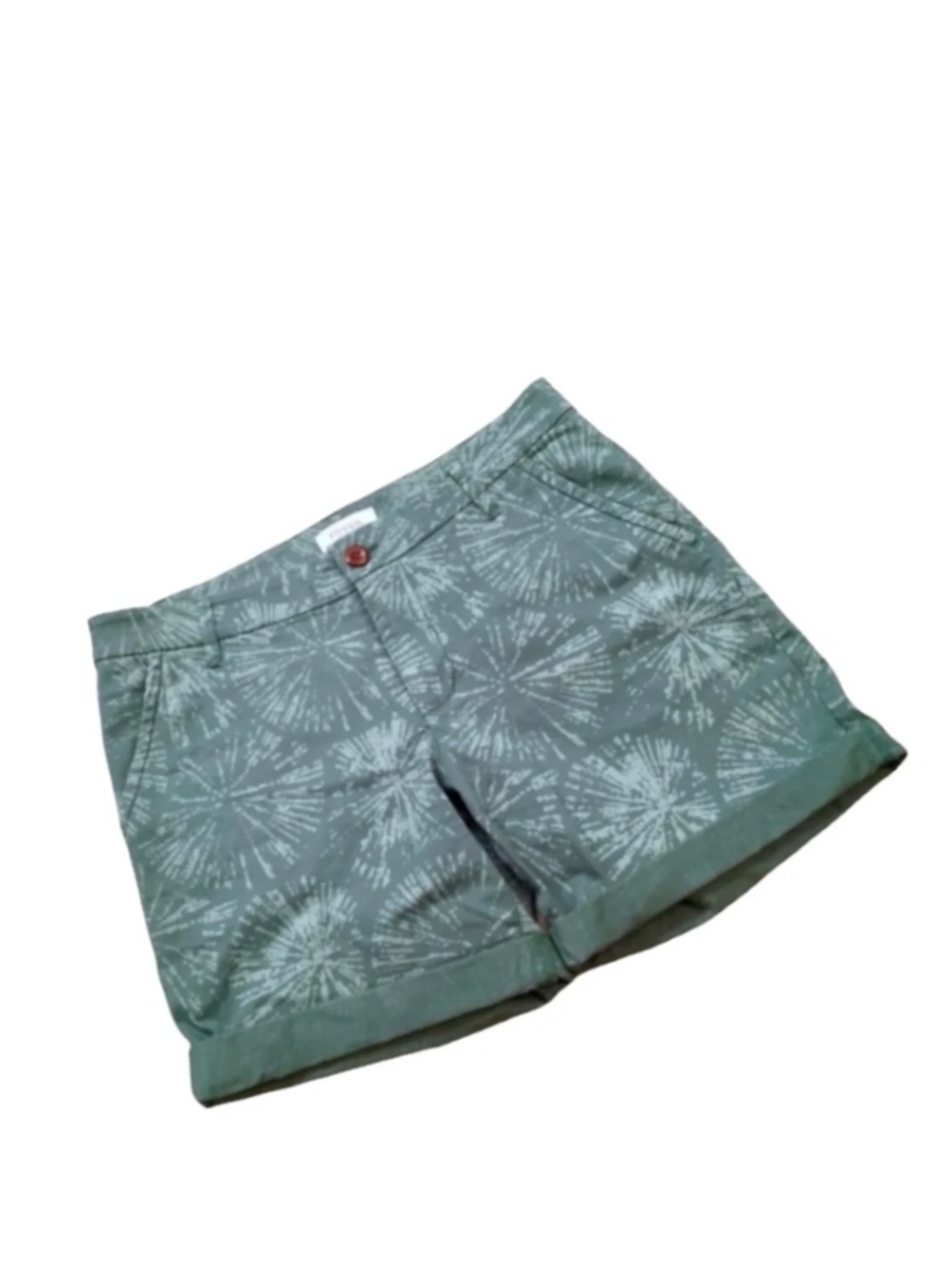 Fossil Green Patterned Cuffed Shorts Size 4